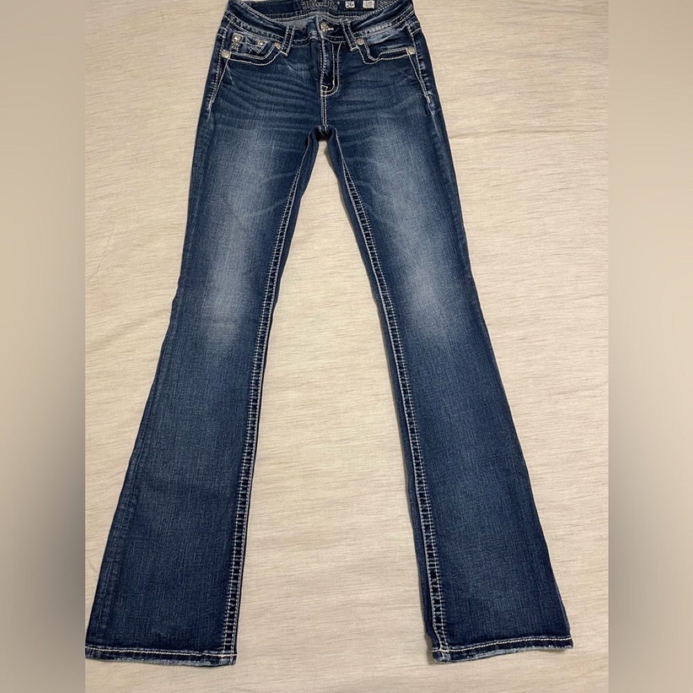 Miss Me Blue Flare Wide Leg Jeans - Chloe Boot